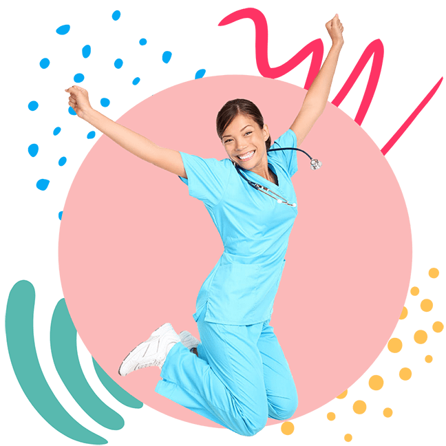 starcare nurse jumping graphic